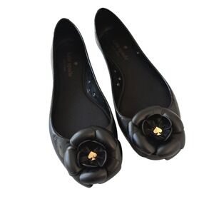 Kate Spade Jelly Shoes Women's 7B Black Camilla Flower Ballet Flats EUC Limited